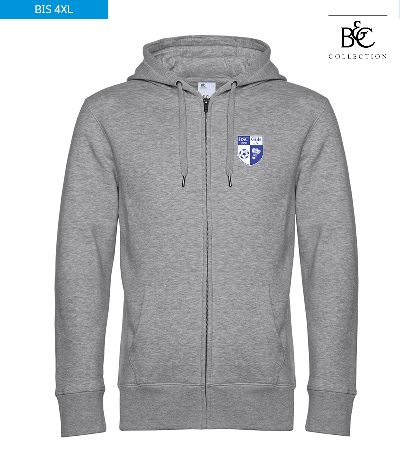 B&C Herren Zipped Hoodie Heather Grey "Anton"
