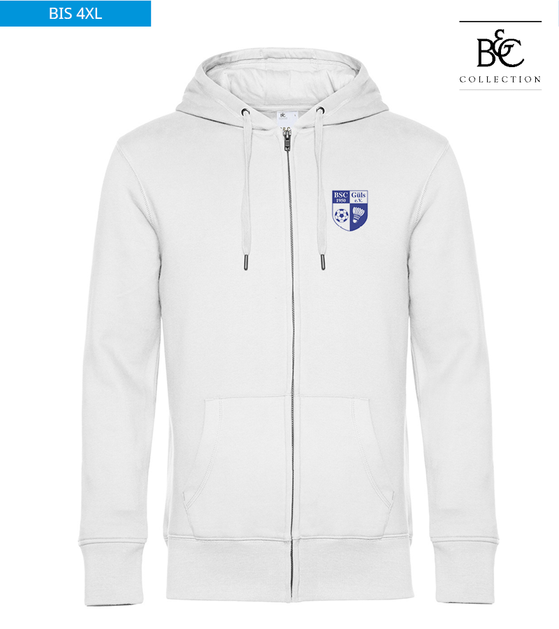 B&C Herren Zipped Hoodie White "Anton"