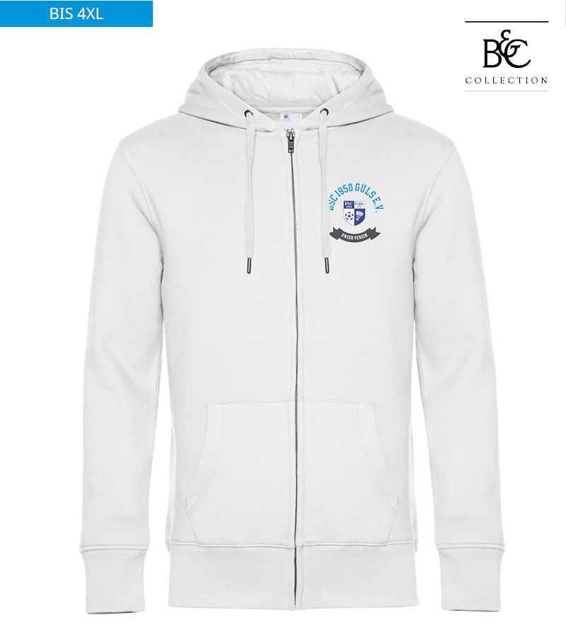 B&C Herren Zipped Hoodie White "Bono"