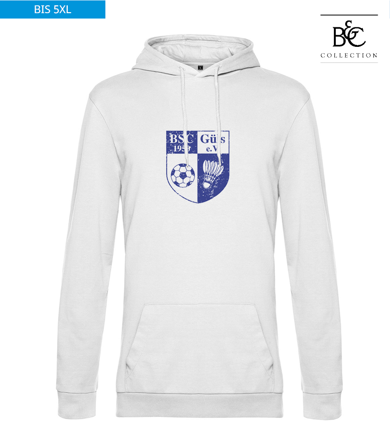B&C Herren Hoodie White "Uwe Frontprint"