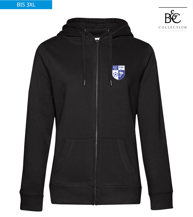 B&C Damen Zipped Hoodie Black Pure "Anton"