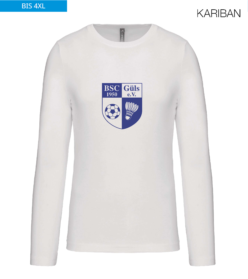 Kariban Herren Langarmshirt White "Anton Frontprint"