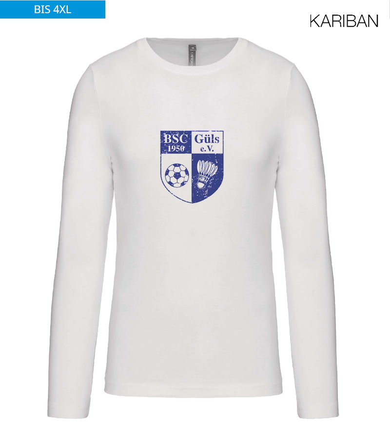 Kariban Herren Langarmshirt White "Uwe Frontprint"