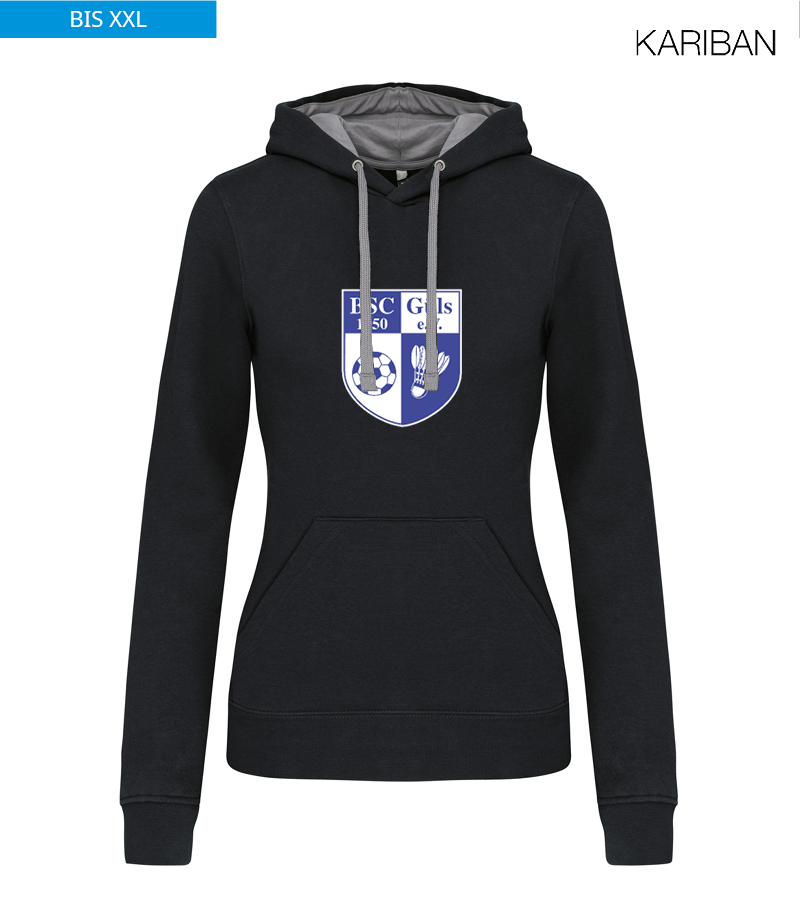 Kariban Damen Hoodie Black Fine Grey "Anton Frontprint"