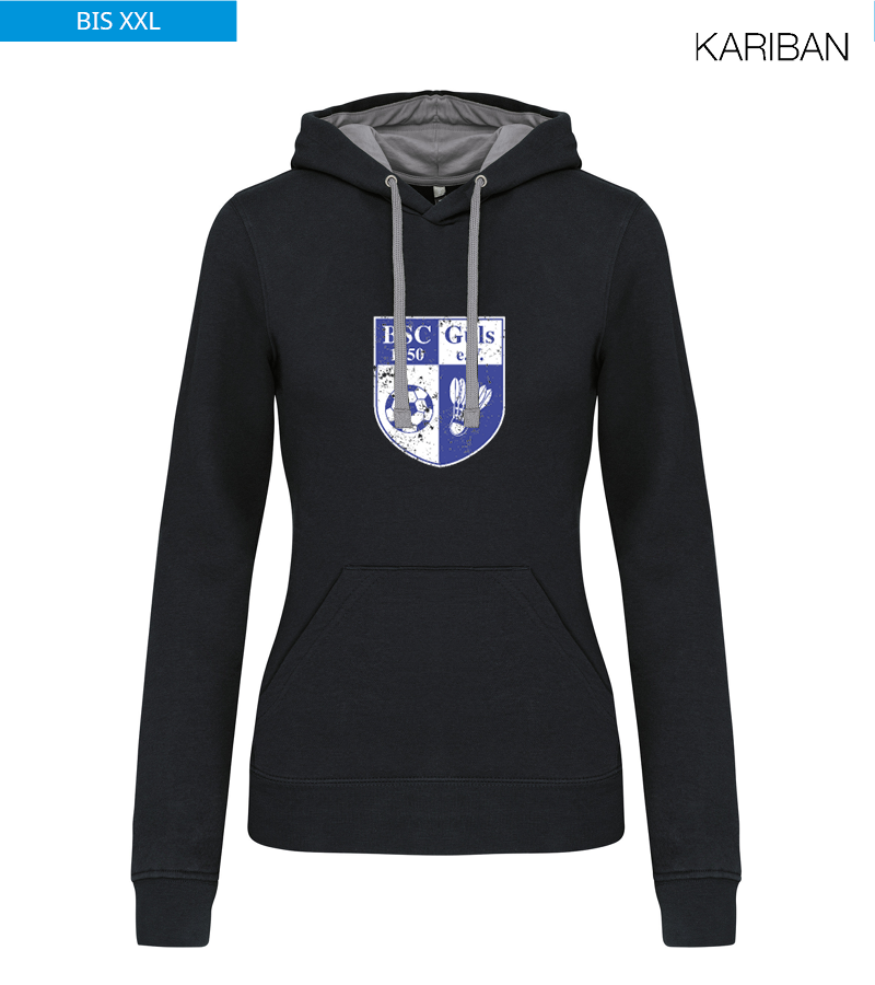 Kariban Damen Hoodie Black Fine Grey "Uwe Frontprint"