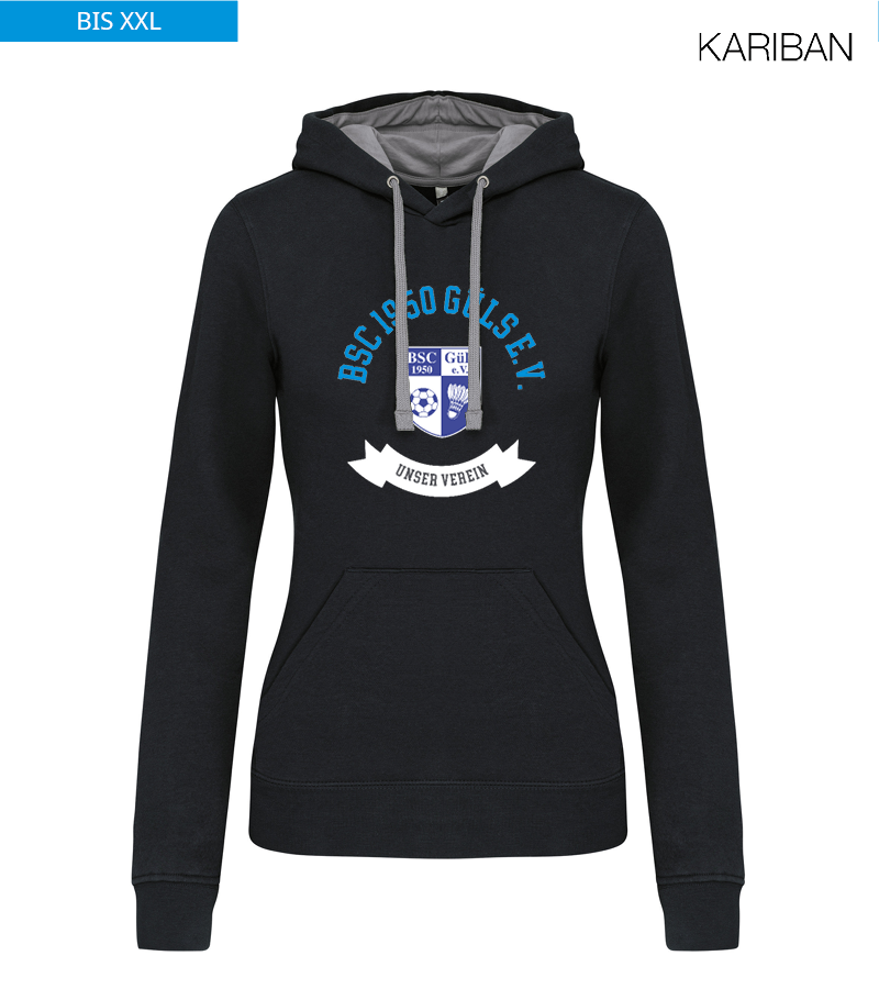 Kariban Damen Hoodie Black Fine Grey "Bono"