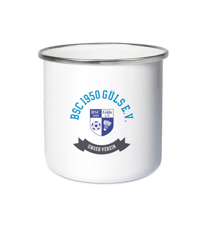 Emailletasse White Silver "Bono" A