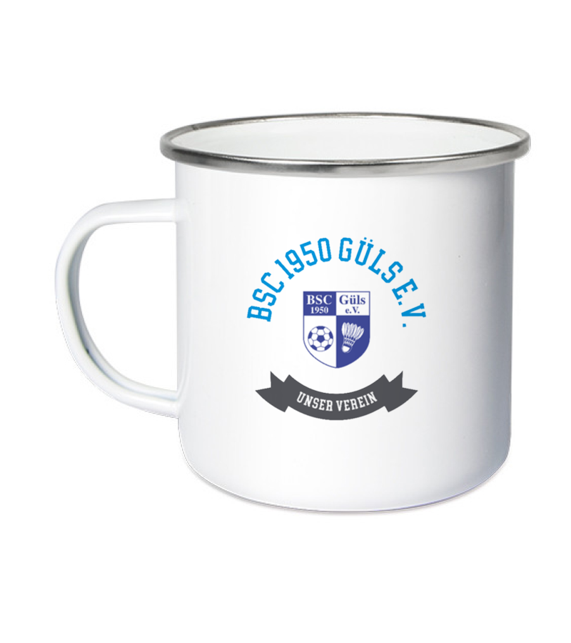 Emailletasse White Silver "Bono" B